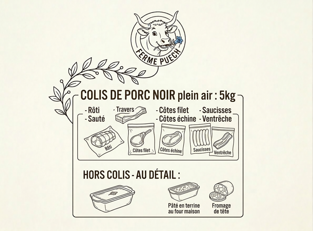 Colis Porc Noir Ferme Puech Mauriac 1024x758